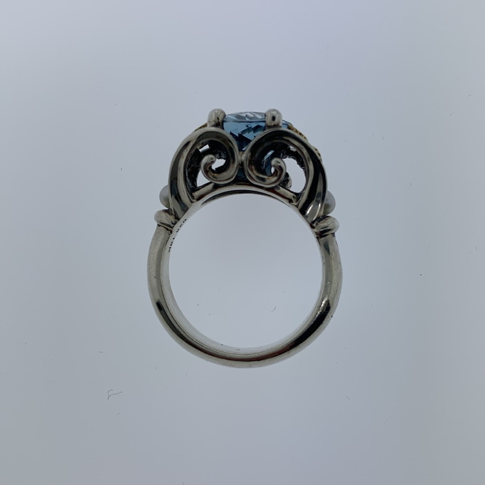 ANN KING Sterling Silver 18k Gold Butterfly Topaz & Pearl Ring Size 8 - Picture 5 of 9